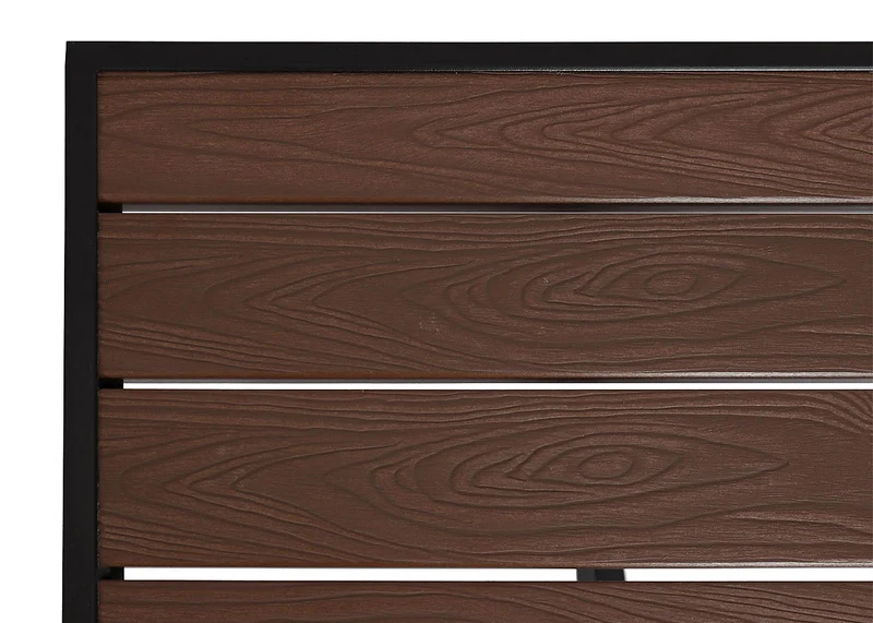 Table de jardin balcon bistro terrasse revêtement en aluminium aspect bois marron foncé 04_0008535