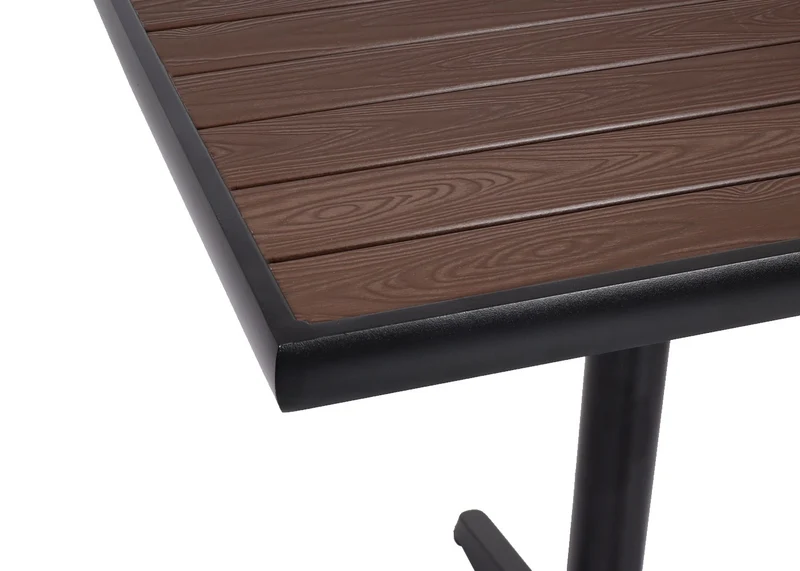 Table de jardin balcon bistro terrasse revêtement en aluminium aspect bois marron foncé 04_0008535
