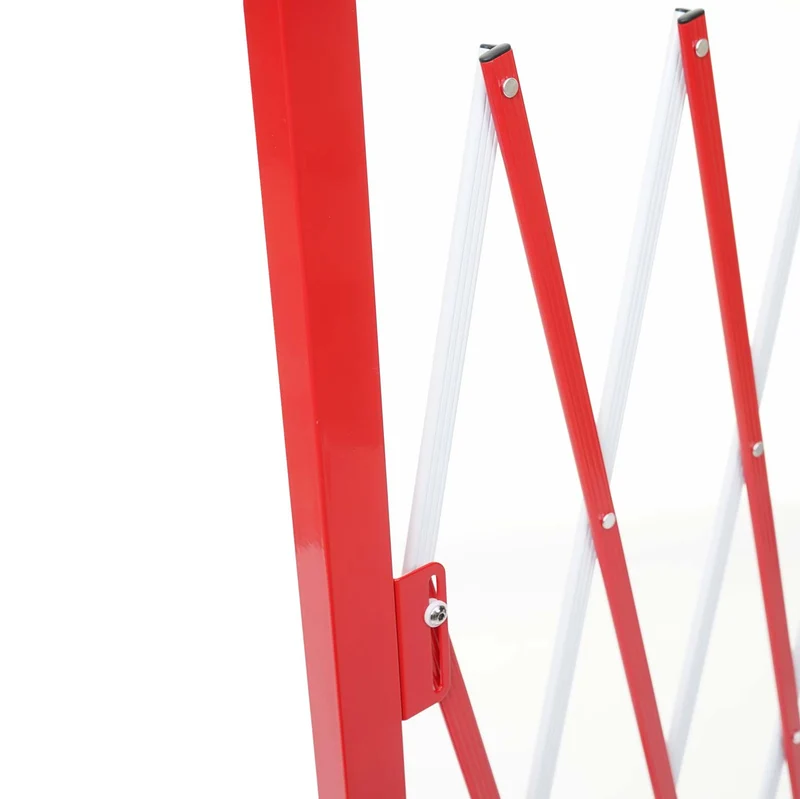 Grille de barrière grille de protection de clôture à ciseaux extensible aluminium rouge-blanc hauteur 153 cm 04_0001215