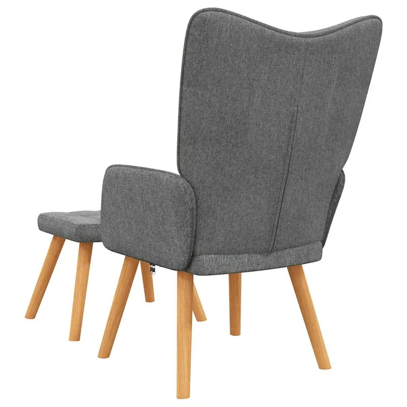 Fauteuil lounge chaise de canapé design moderne avec repose-pieds en tissu gris foncé DEC026586