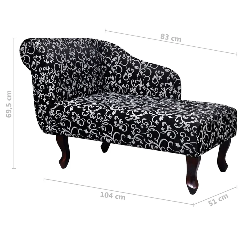 Méridienne chaise longue pour intérieur en tissu noir et blanc DEC026203