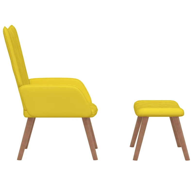 Fauteuil lounge chaise de canapé design moderne avec repose-pied en velours jaune moutarde DEC026532