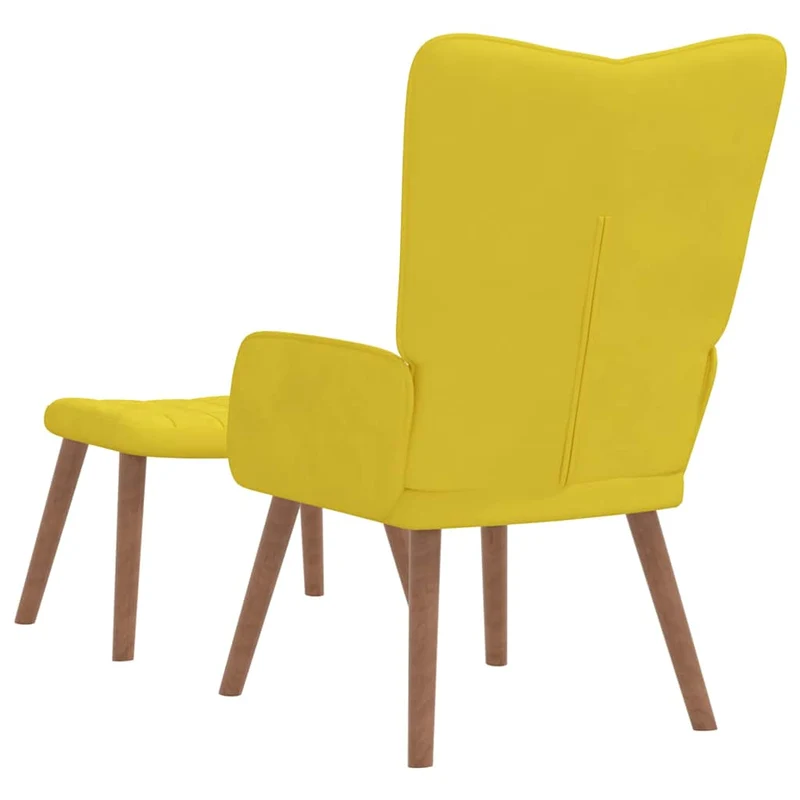 Fauteuil lounge chaise de canapé design moderne avec repose-pied en velours jaune moutarde DEC026532