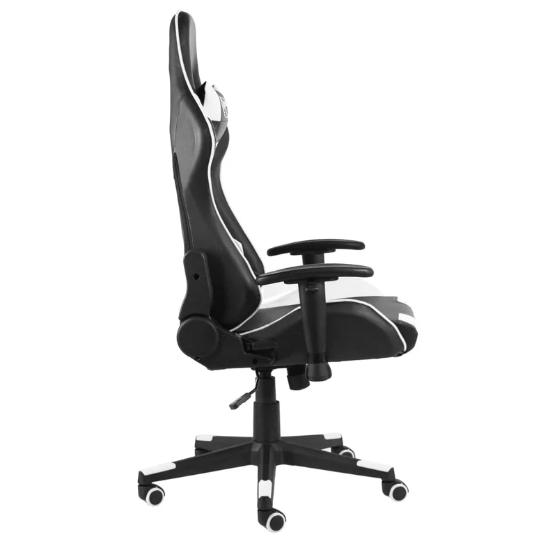 Fauteuil de bureau chaise gaming sur roulettes siège pivotant en PVC blanc DEC026029