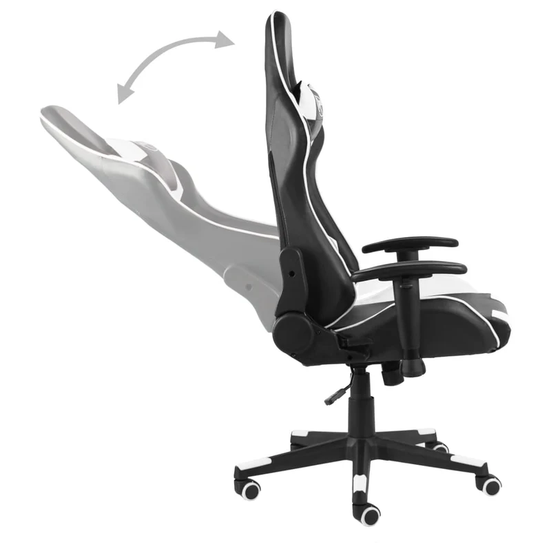 Fauteuil de bureau chaise gaming sur roulettes siège pivotant en PVC blanc DEC026029