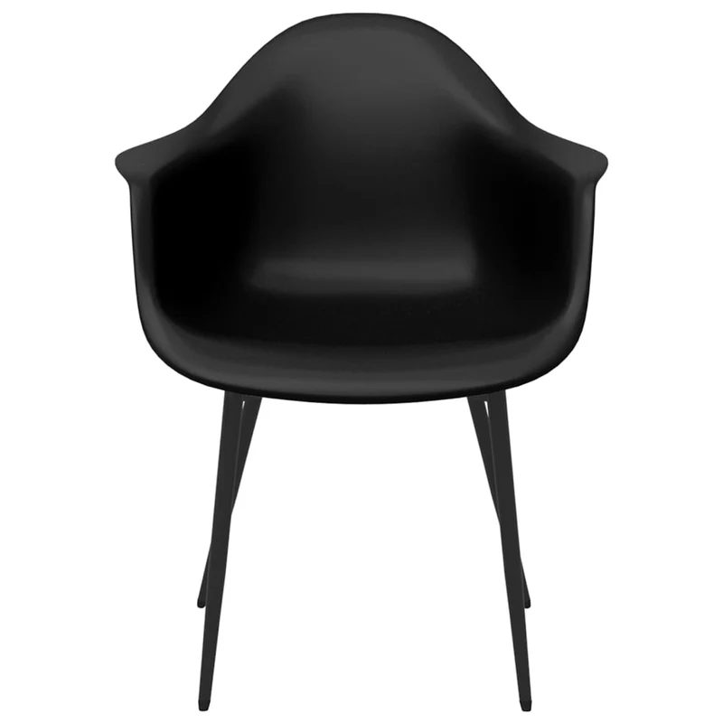 Set de 6 chaises de salle à manger dossier incurvé en PP noir et métal DEC025698