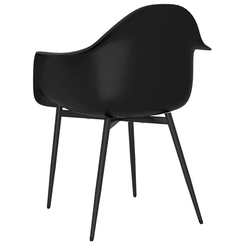 Set de 6 chaises de salle à manger dossier incurvé en PP noir et métal DEC025698