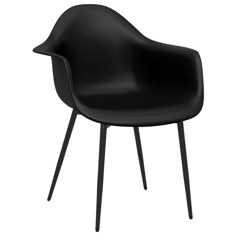 Set de 2 chaises de salle à manger dossier incurvé en PP noir et métal DEC025549