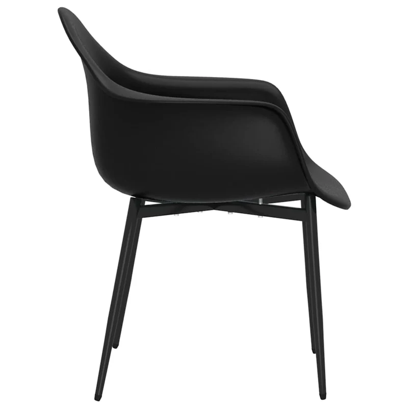 Set de 2 chaises de salle à manger dossier incurvé en PP noir et métal DEC025549