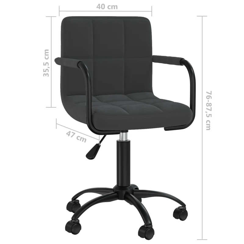 Lot de 4 tabourets sur roulettes siège pivotant hauteur réglable en velours noir DEC025385