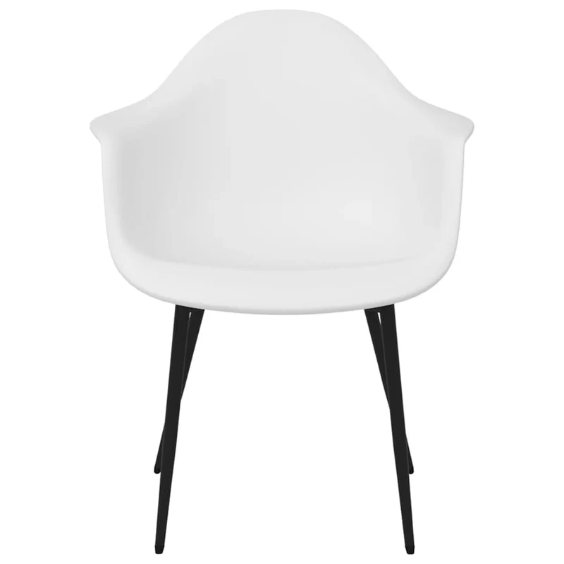 Set de 2 chaises de salle à manger dossier incurvé en PP blanc et métal DEC025477