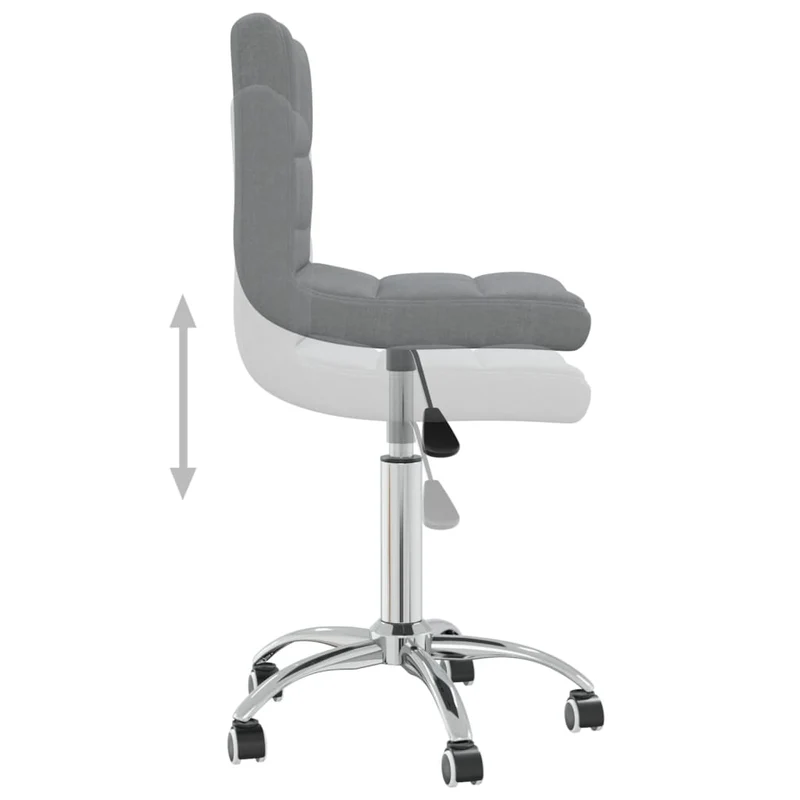 Chaise tabouret sur roulettes siège pivotant en tissu gris clair DEC025081