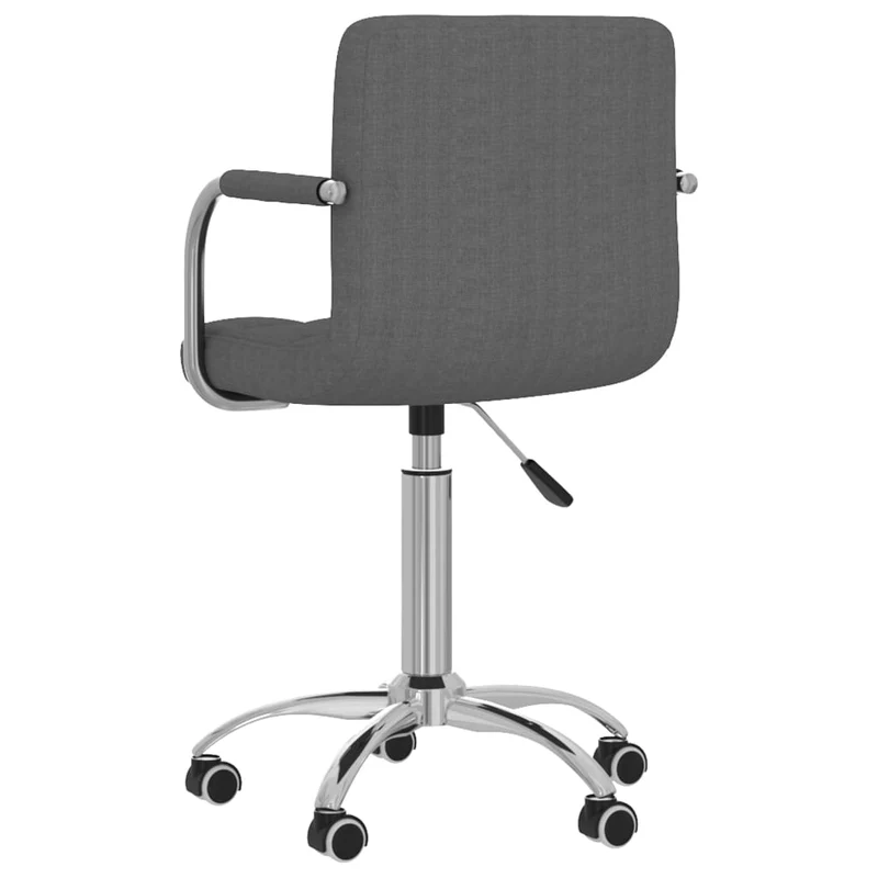 Tabouret de travail sur roulettes hauteur réglable en tissu gris et acier chromé DEC025089