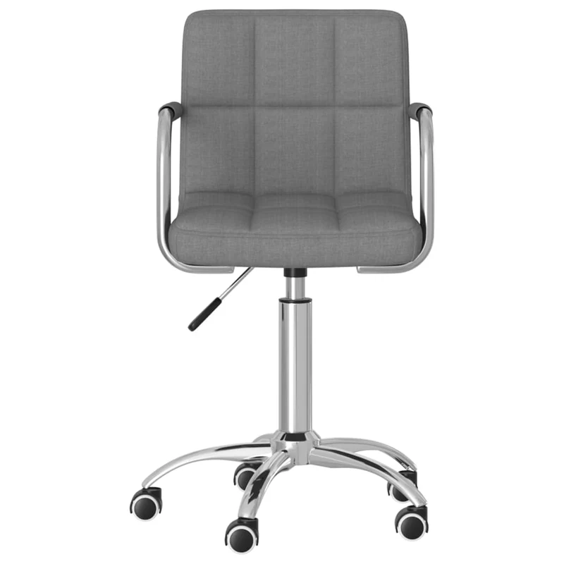 Tabouret de travail chaise de bureau sur roulettes avec accoudoirs en tissu gris clair DEC025078