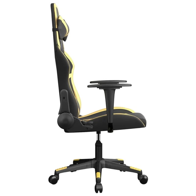 Fauteuil de bureau chaise gaming sur roulettes en PVC noir et doré DEC025976