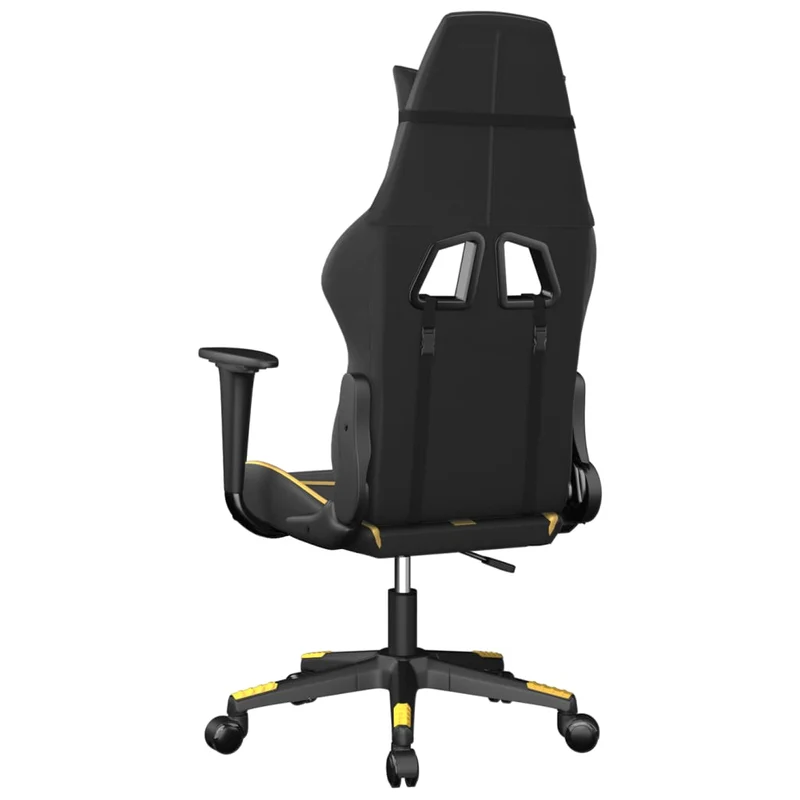 Fauteuil de bureau chaise gaming sur roulettes en PVC noir et doré DEC025976