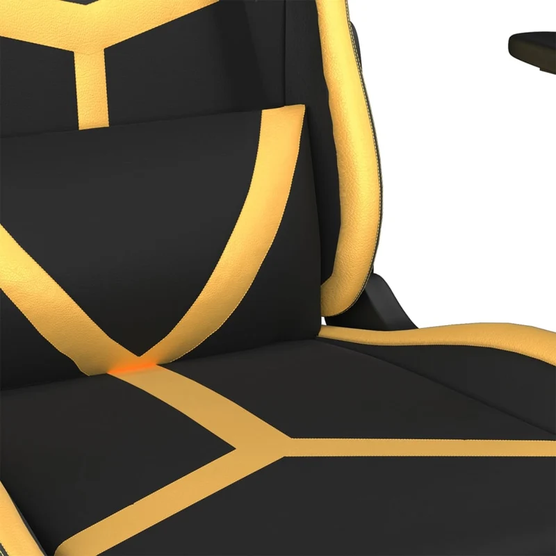 Fauteuil de bureau chaise gaming sur roulettes en PVC noir et doré DEC025976