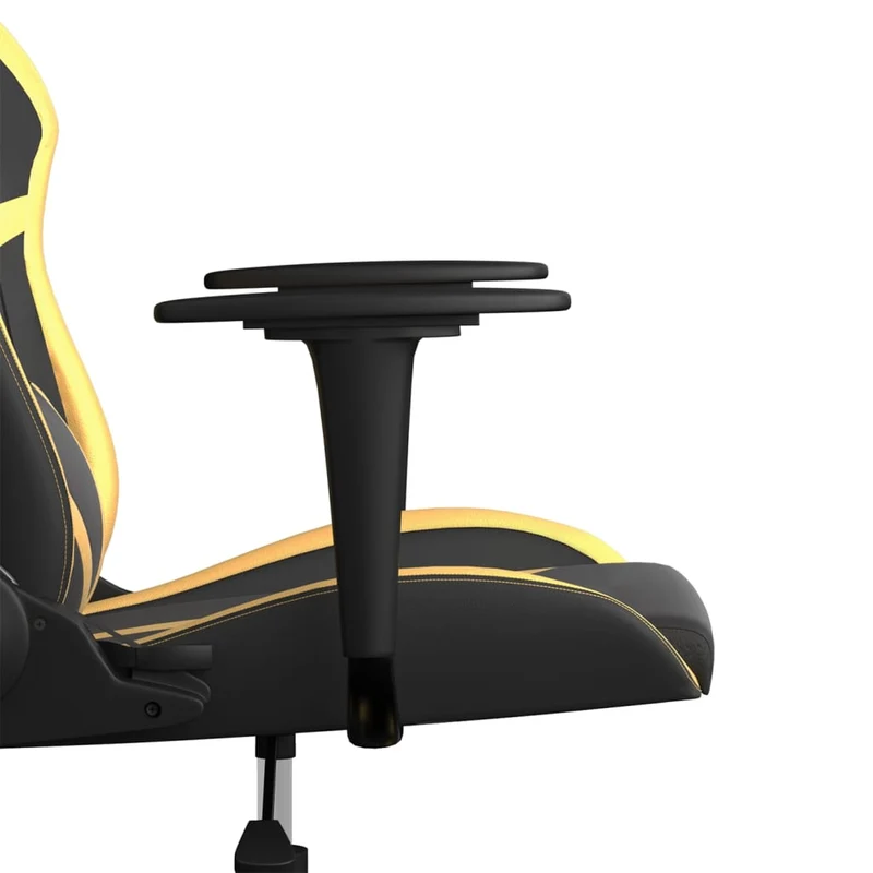 Fauteuil de bureau chaise gaming sur roulettes en PVC noir et doré DEC025976