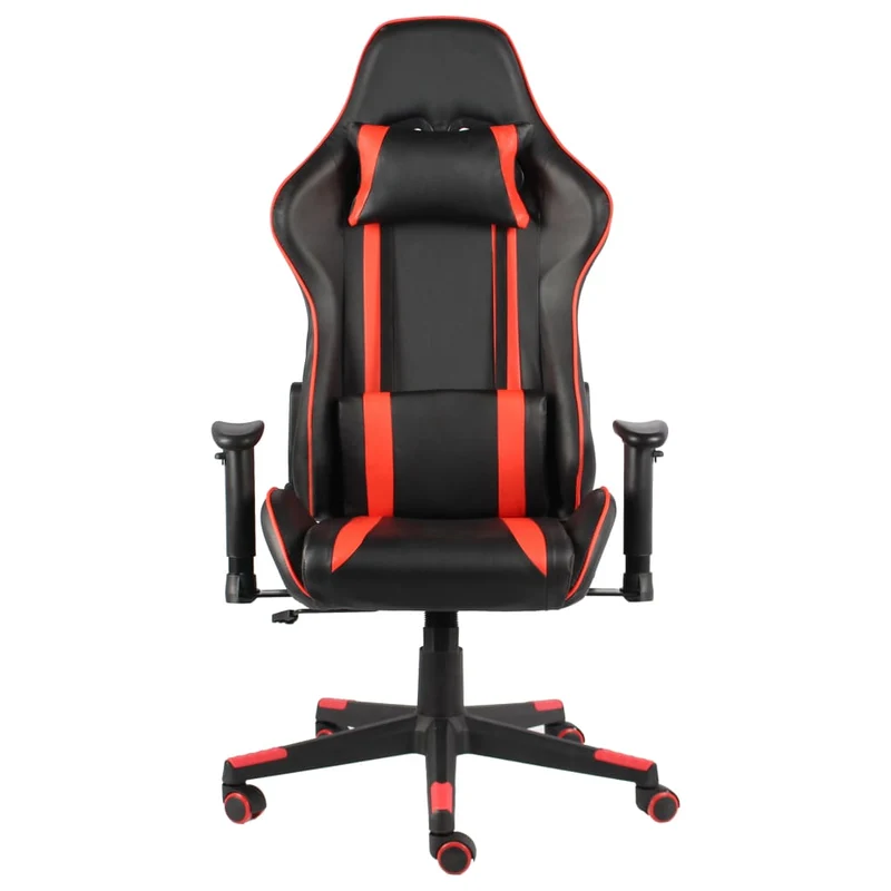 Fauteuil de bureau chaise gaming sur roulettes siège pivotant en PVC rouge DEC026052