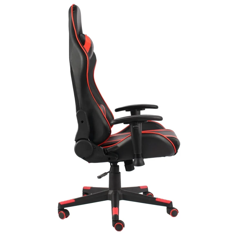 Fauteuil de bureau chaise gaming sur roulettes siège pivotant en PVC rouge DEC026052