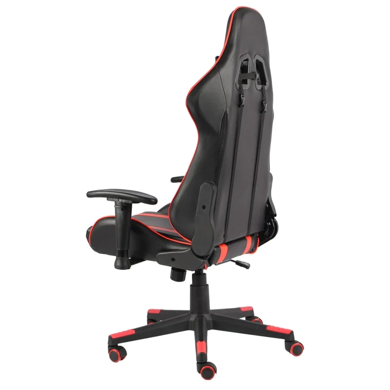 Fauteuil de bureau chaise gaming sur roulettes siège pivotant en PVC rouge DEC026052