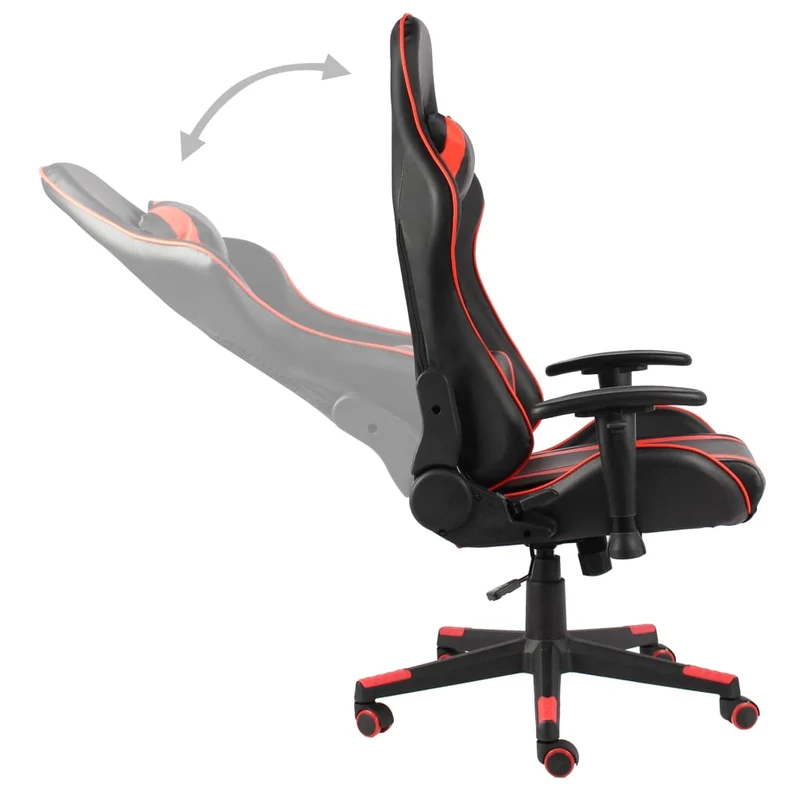 Fauteuil de bureau chaise gaming sur roulettes siège pivotant en PVC rouge DEC026052
