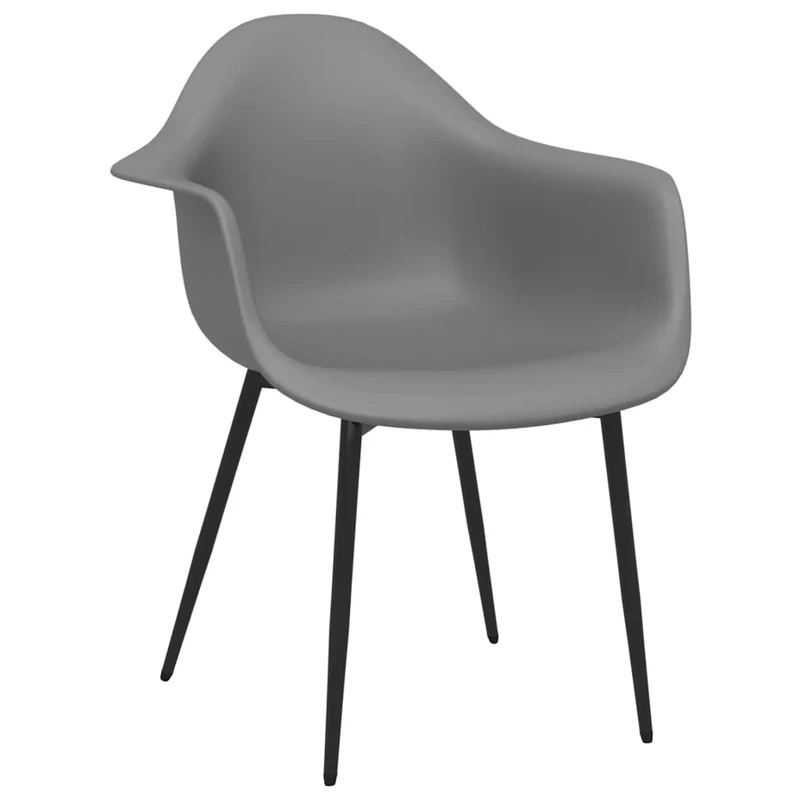 Set de 2 chaises de salle à manger en PP gris dossier incurvé et métal DEC025532