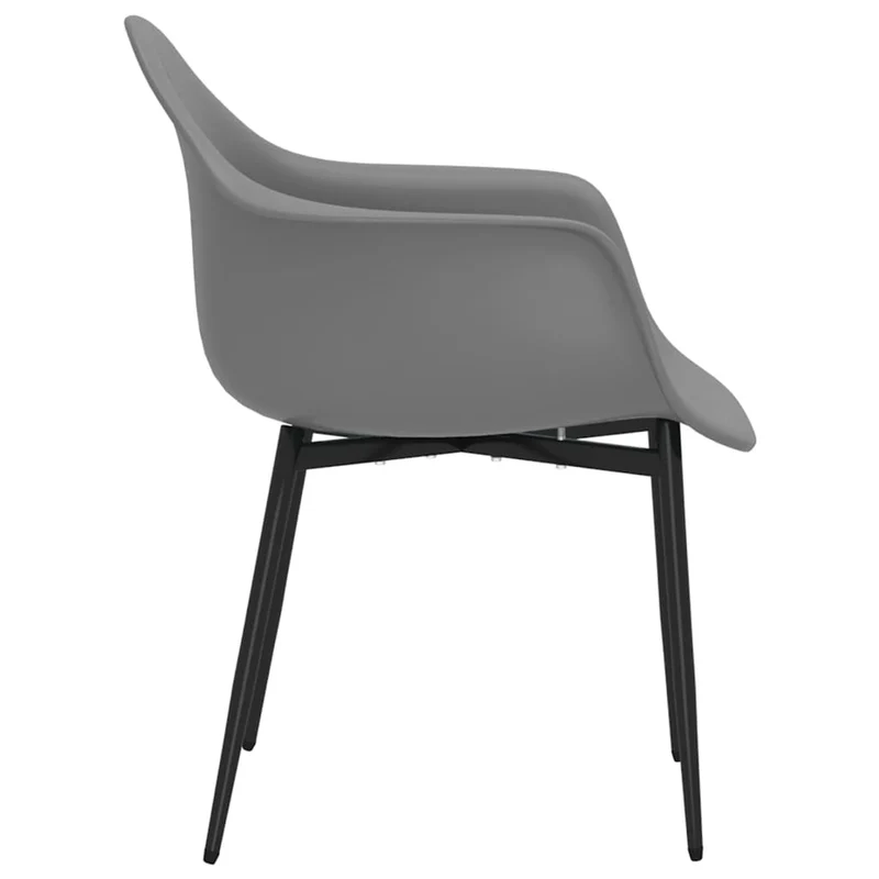 Set de 2 chaises de salle à manger en PP gris dossier incurvé et métal DEC025532