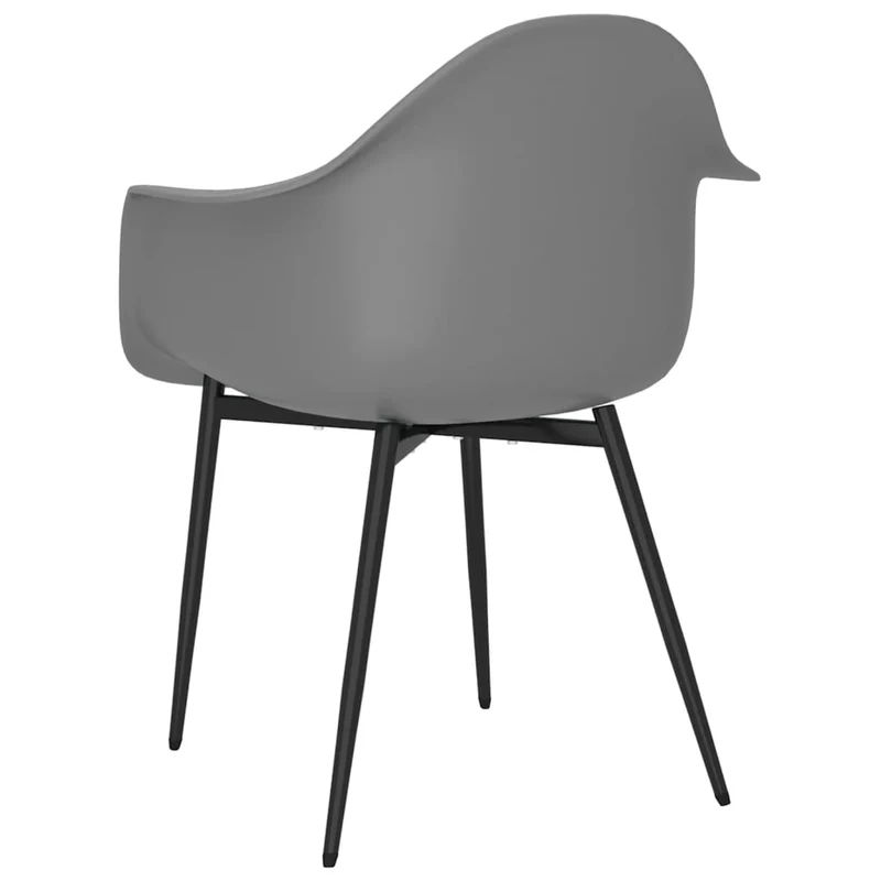 Set de 2 chaises de salle à manger en PP gris dossier incurvé et métal DEC025532