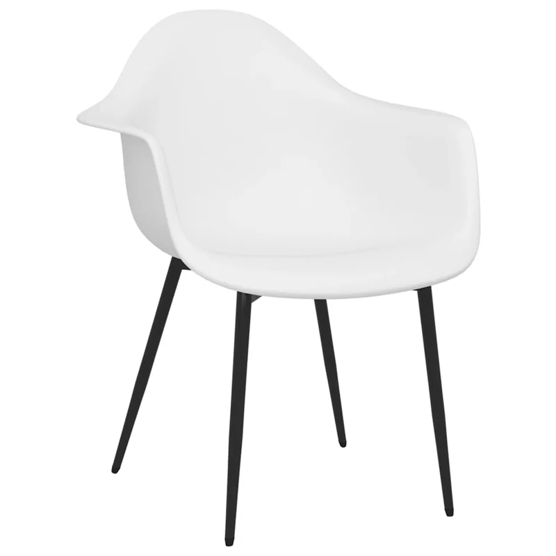 Set de 4 chaises de salle à manger en PP blanc dossier incurvé et métal DEC025604