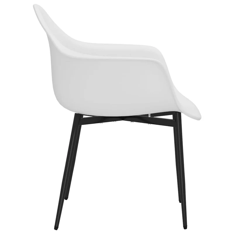 Set de 4 chaises de salle à manger en PP blanc dossier incurvé et métal DEC025604