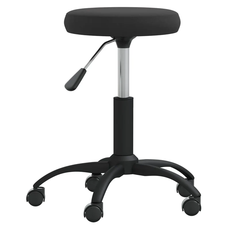 Tabouret de travail siège pivotant hauteur réglable en velours noir et acier DEC025053