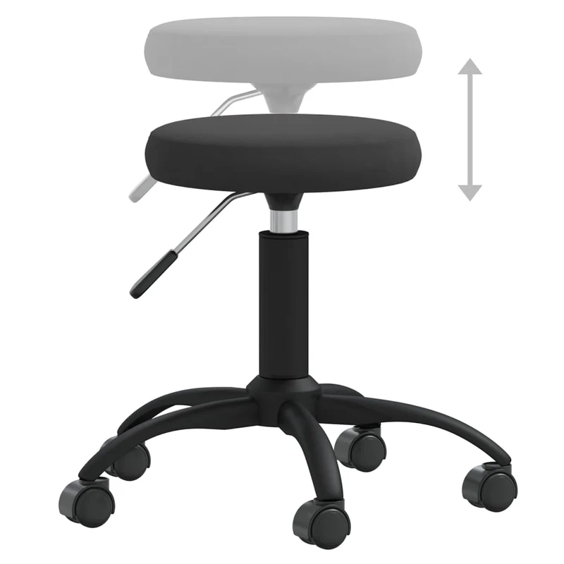Tabouret de travail siège pivotant hauteur réglable en velours noir et acier DEC025053
