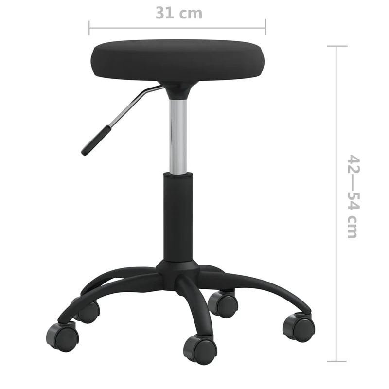 Tabouret de travail siège pivotant hauteur réglable en velours noir et acier DEC025053