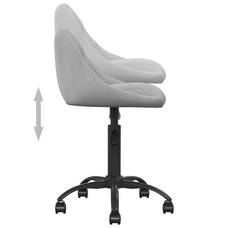 Tabouret de travail chaise de bureau sur roulettes en velours gris clair DEC025041