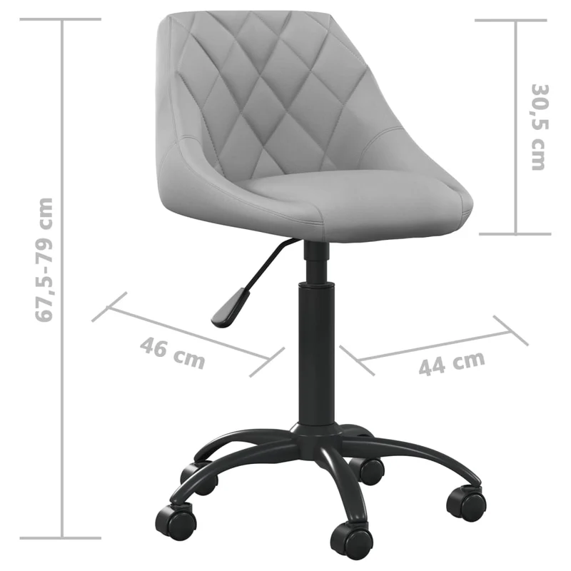 Tabouret de travail chaise de bureau sur roulettes en velours gris clair DEC025041