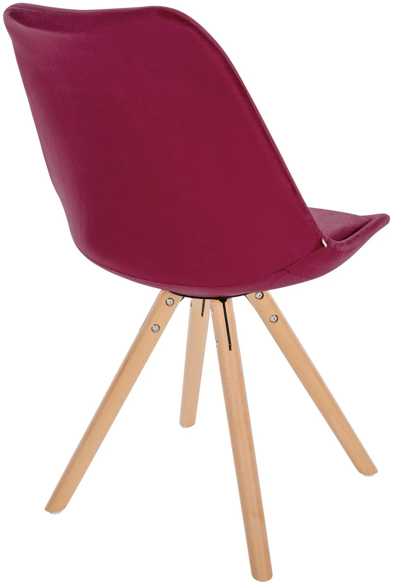 Chaise de salle à manger x1 style scandinave en velours bordeaux pieds en bois clair 10_0001462
