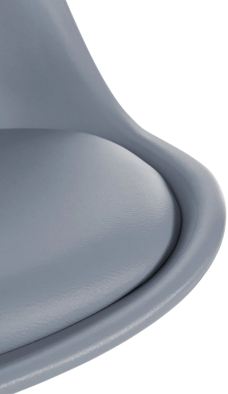 Chaise de salle à manger x1 style scandinave assise en plastique gris et pieds ronds en bois clair 10_0001446