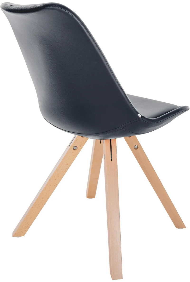 Chaise de salle à manger x1 style scandinave assise en PVC noir et pieds carrés en bois clair 10_0001441