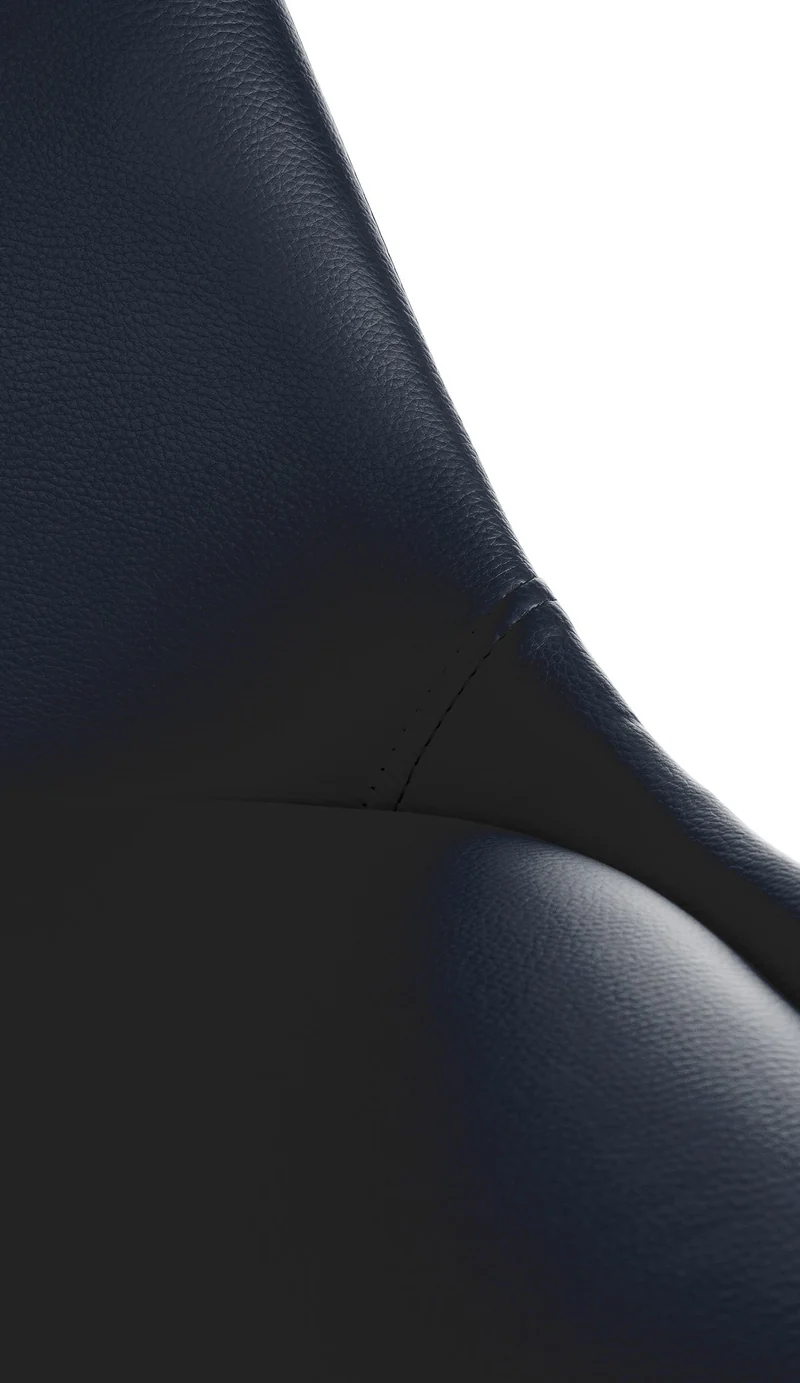 Chaise de salle à manger x1 style scandinave assise en PVC noir et pieds ronds en bois clair 10_0001434