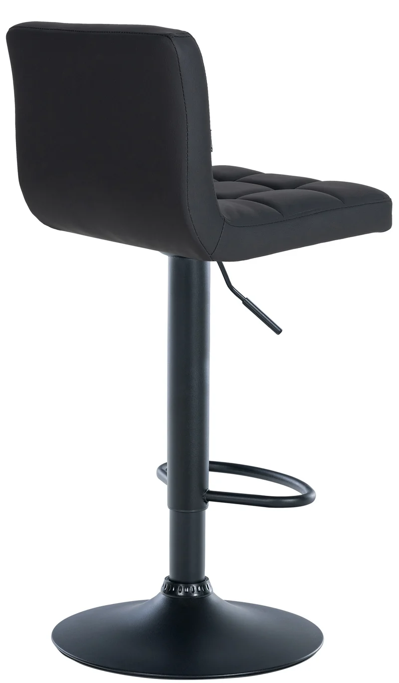 Set de 2 tabourets de bar réglable en hauteur avec couture décorative assise en similicuir noir et pied en métal noir TDB10766