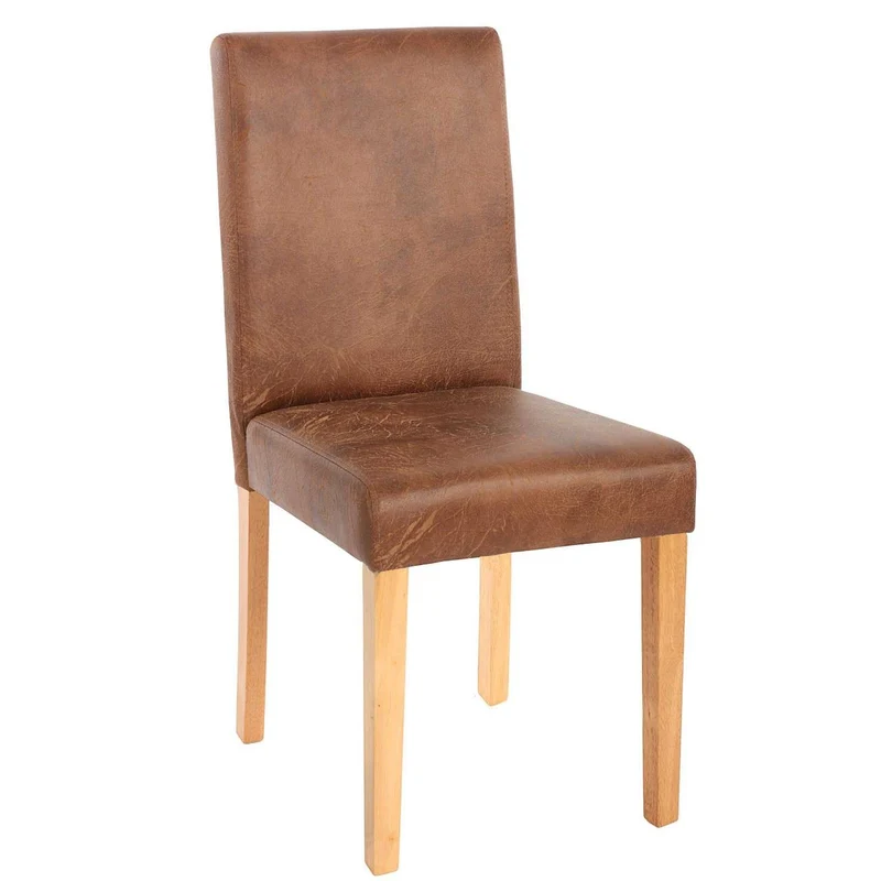 Lot de 4 chaises de salle à manger synthétique marron vieilli pieds clairs CDS04151