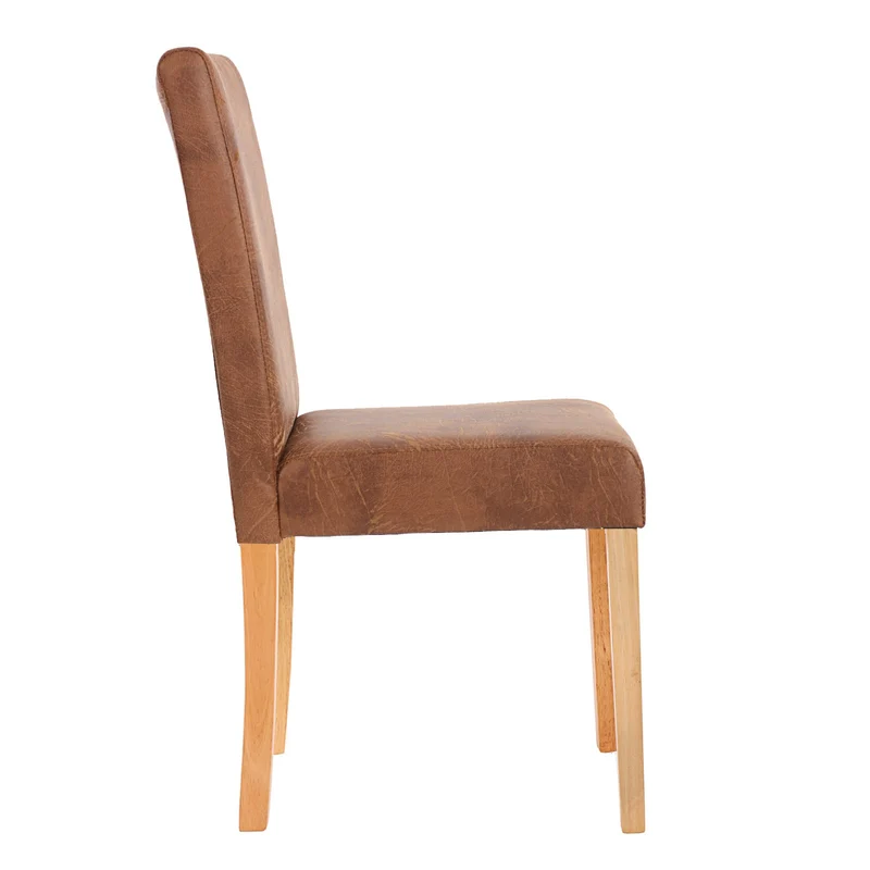 Lot de 4 chaises de salle à manger synthétique marron vieilli pieds clairs CDS04151
