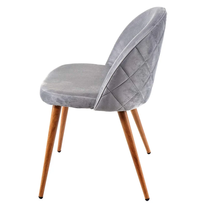 Lot de 2 chaises de salle à manger tissu velours gris clair en bois style rétro CDS04418
