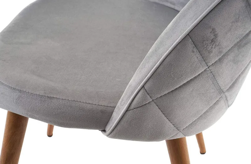 Lot de 2 chaises de salle à manger tissu velours gris clair en bois style rétro CDS04418
