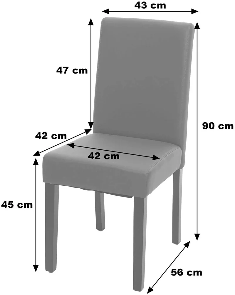 Lot de 4 chaises de salle à manger synthétique gris mat pieds clairs CDS04558