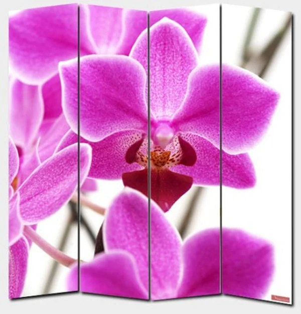 Paravent 4 panneaux pans séparateur de pièce 180x160cm motif orchidee PAR04003