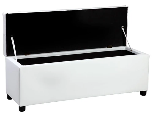 Banquette coffre avec espace de rangement synthétique blanc 119x38x45cm 03_0001628
