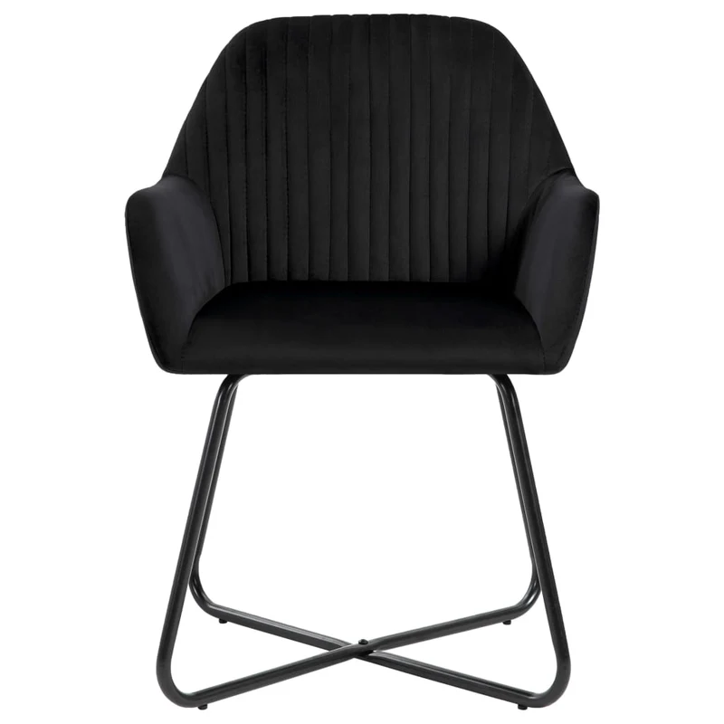 Lot de 4 chaises de salle à manger cuisine en velours noir pieds en acier style moderne CDS021866