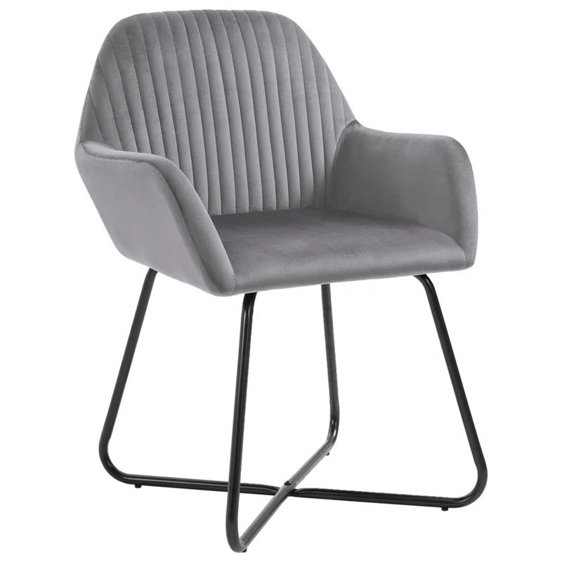 Lot de 6 chaises de salle à manger cuisine design moderne velours gris CDS022514